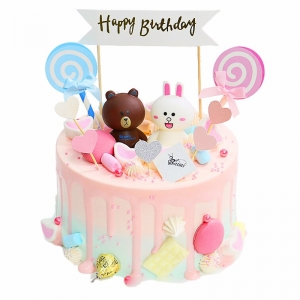 天津布朗熊与可妮兔-生日蛋糕预定同城蛋糕店配送